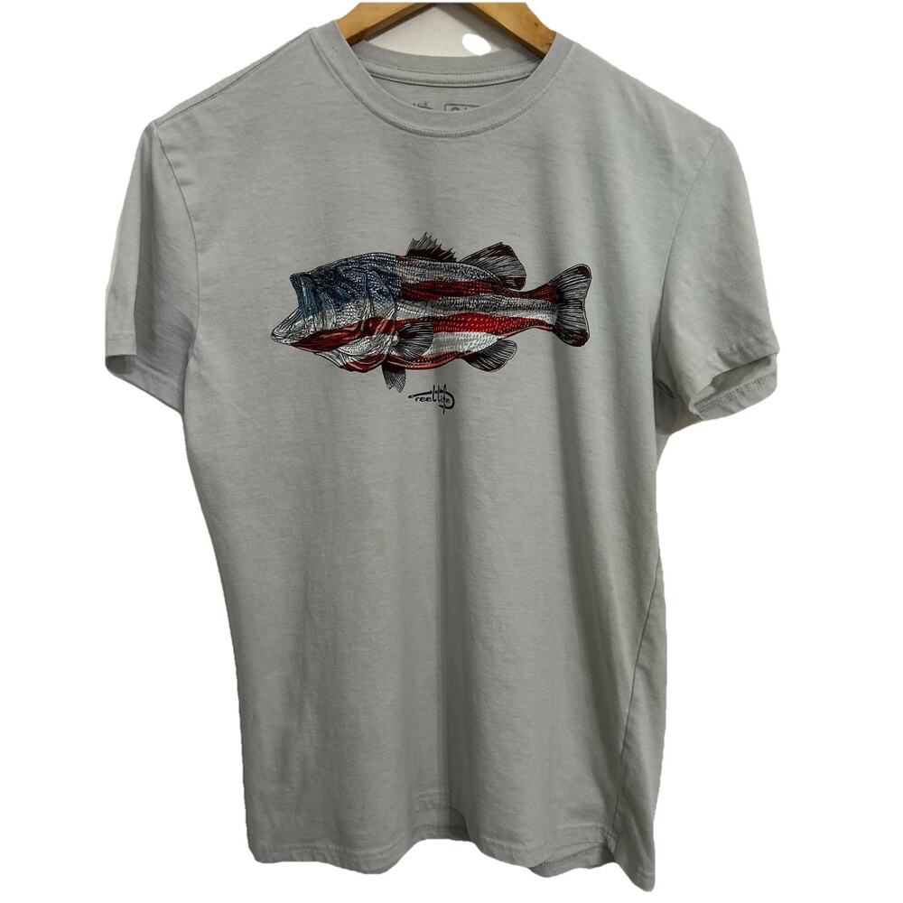 REEL LIFE T-Shirt Small Gray Men 14 Chest 26 Length cotton Polyester